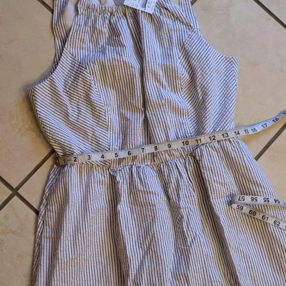 NWT J. Crew Striped Seersucker Dress Cotton Lined Keyhole Back Size 2